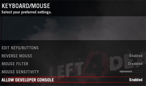 Left 4 Dead keyboard/mouse options